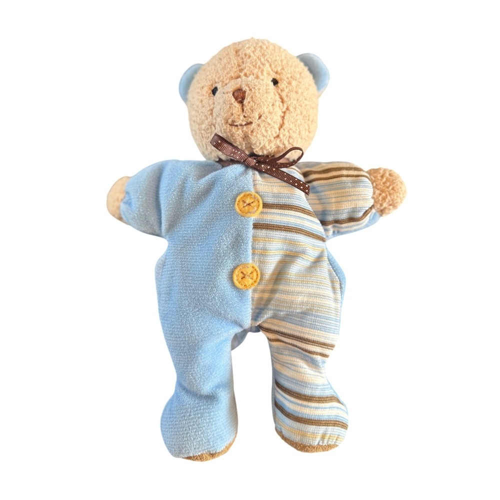 Carter's Vtg Plush Teddy Bear Rattle Blue Striped Pajamas 39455 Soft Bedtime Toy